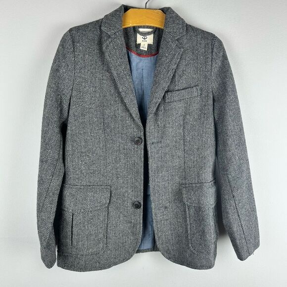 Land’s End Wool Blend Tweed Herringbone Blazer Sz 8